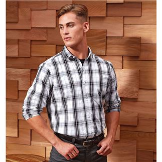 Ginmill check cotton long sleeve shirt